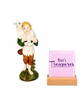 Vintage 70's Atlantic Mold SHEPHERD BOY SHEEP LAMB Nativity 7"T Ceramic Figurine